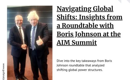 Boris Johnson and David Gibson-Moore at AIM Summit