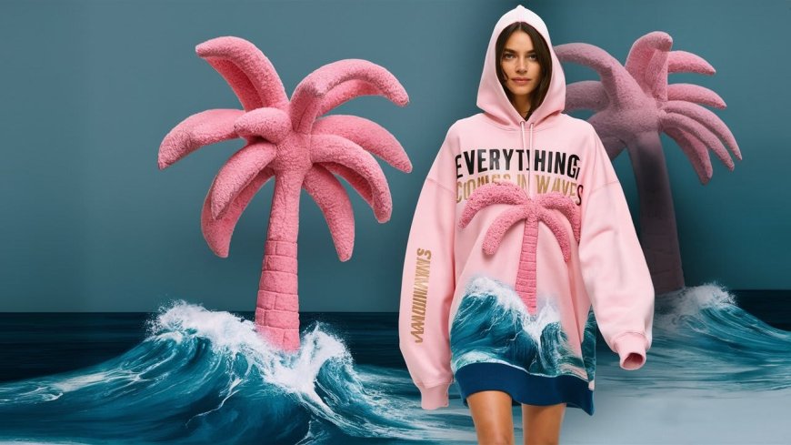 Pink Palm Puff Hoodie A Statement Piece of Comfort and Style